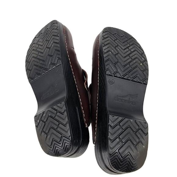 Dansko Merrie Mary Jane Slip On Buckle Strap Leather Dark Red Shoes Size 41 - Picture 3 of 6